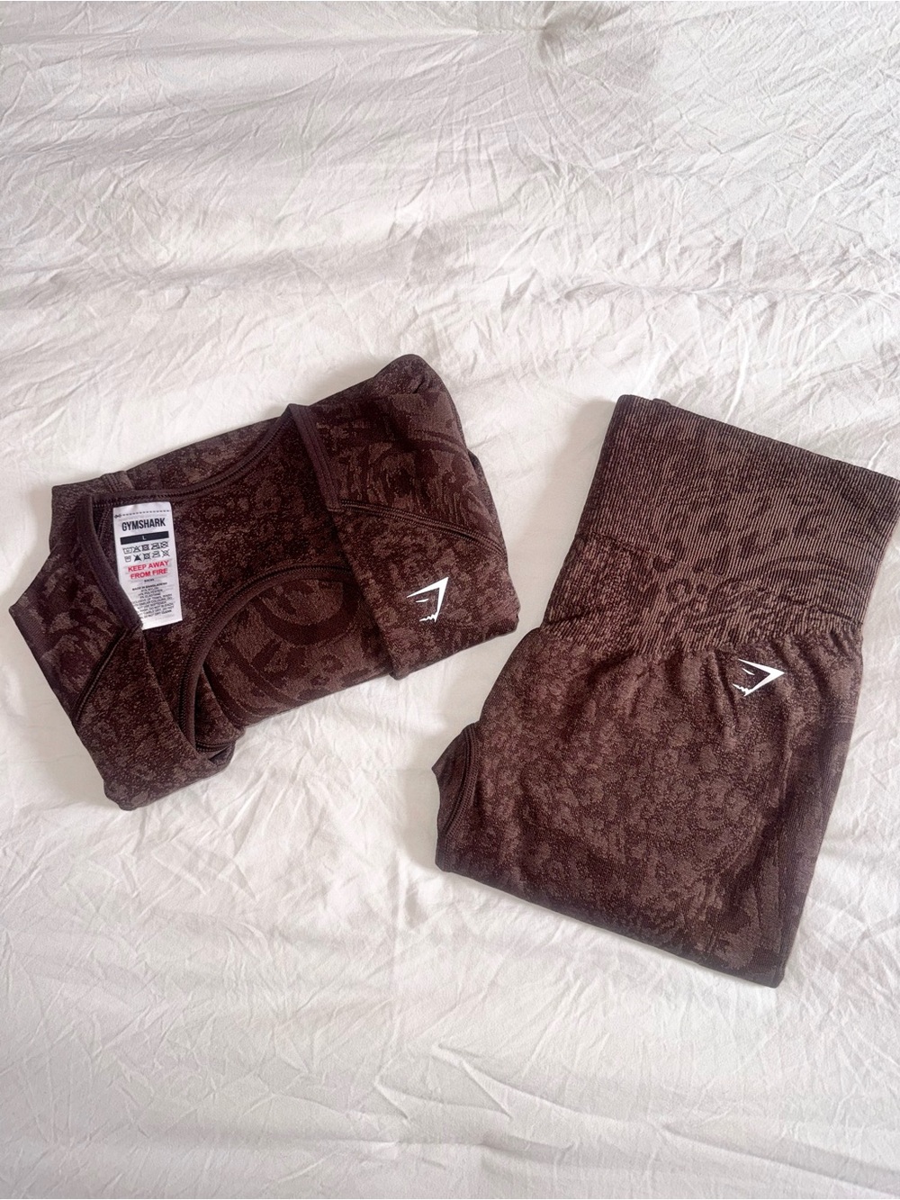 Gymshark Men’s Brown Seamless Performance Set - Top & Tights